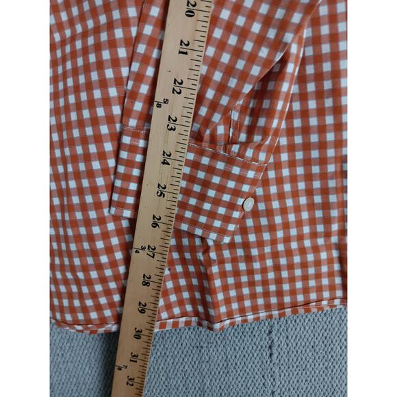 Johnston & Murphy Tailored Fit Shirt Mens Large Orange/White Checkered Casual - Picture 12 of 13